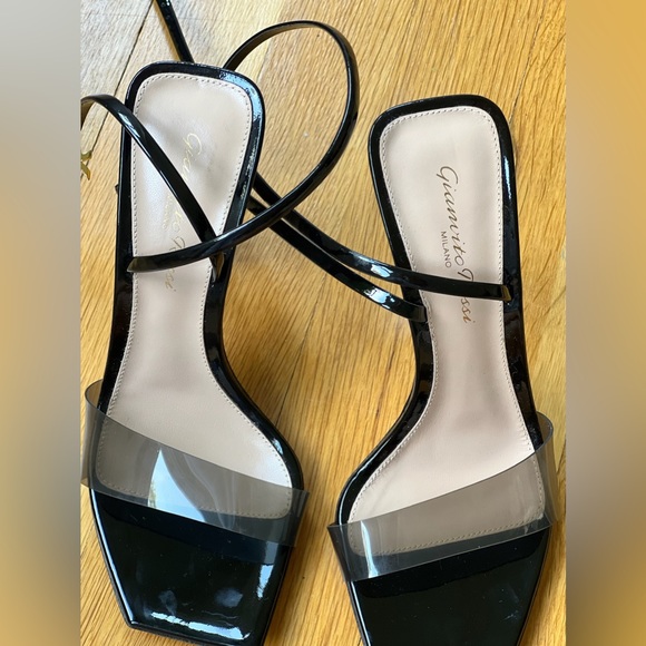 GIANVITO ROSSI "Glass + Vernice" Sandals SZ 6 Black - Picture 5 of 7